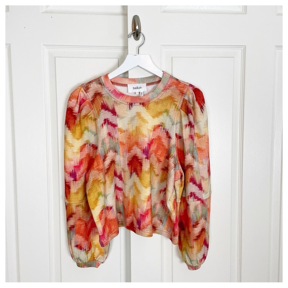 ba&sh Primrose Abstract Chevron Crop Sweatshirt
